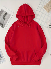Solid Hoodies Casual Drawstring Long Sleeve Kangaroo Pocket Sweatshirt