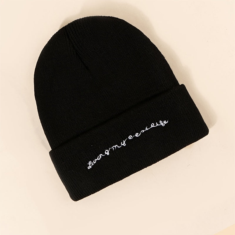 Letter Knit Beanie Cap Unisex Winter Hat Christmas Gift