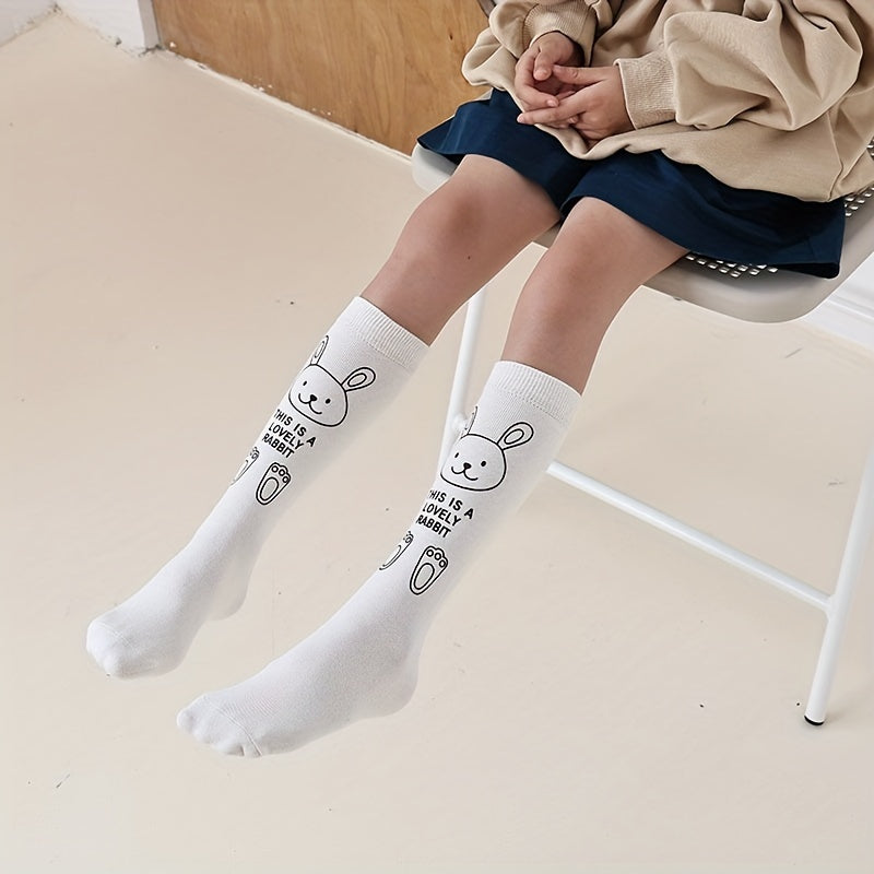 Girls Kids Bunny Pattern Crew Socks Ages 3+