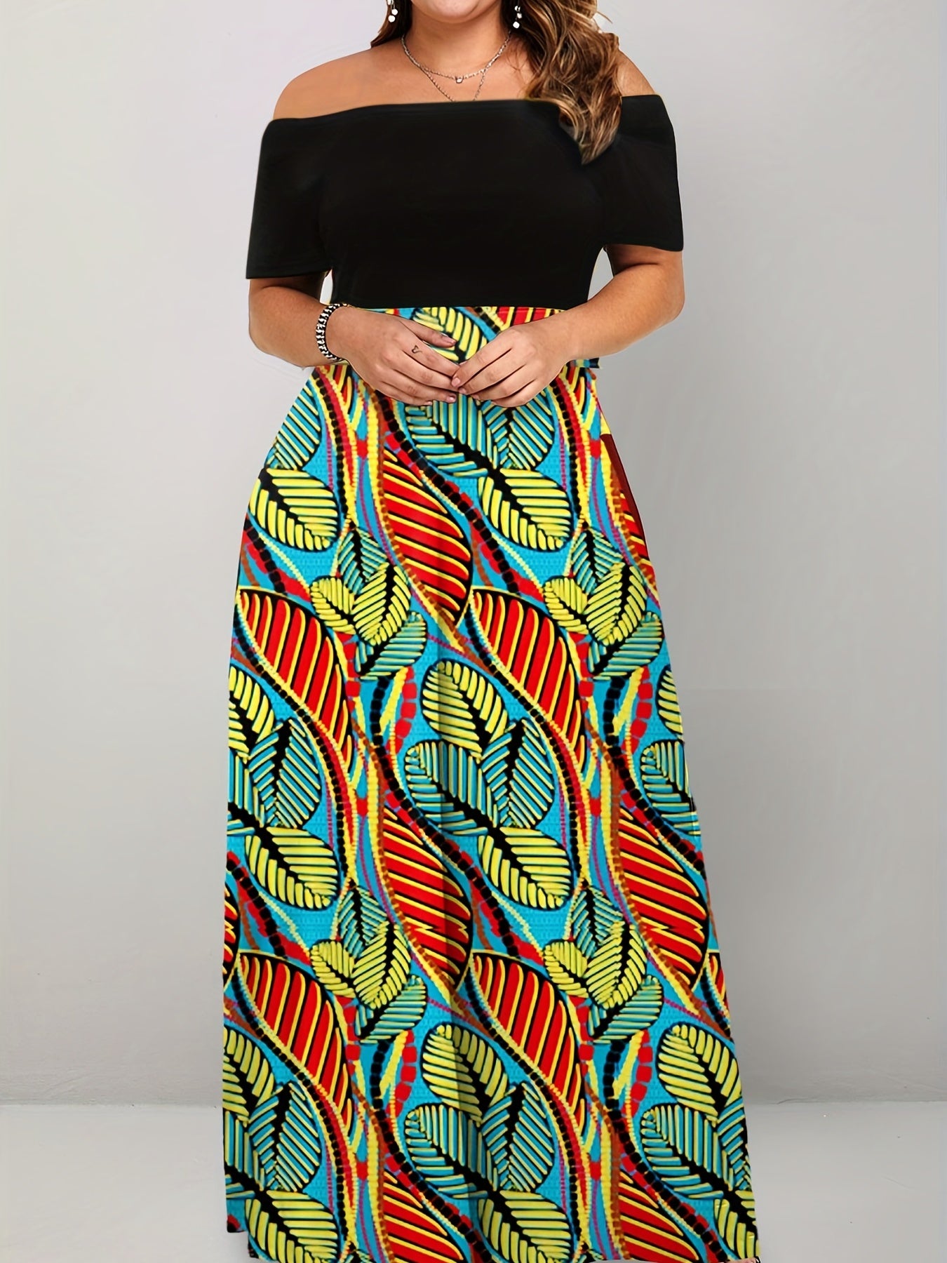 Floral Off Shoulder Maxi Dress Plus Size