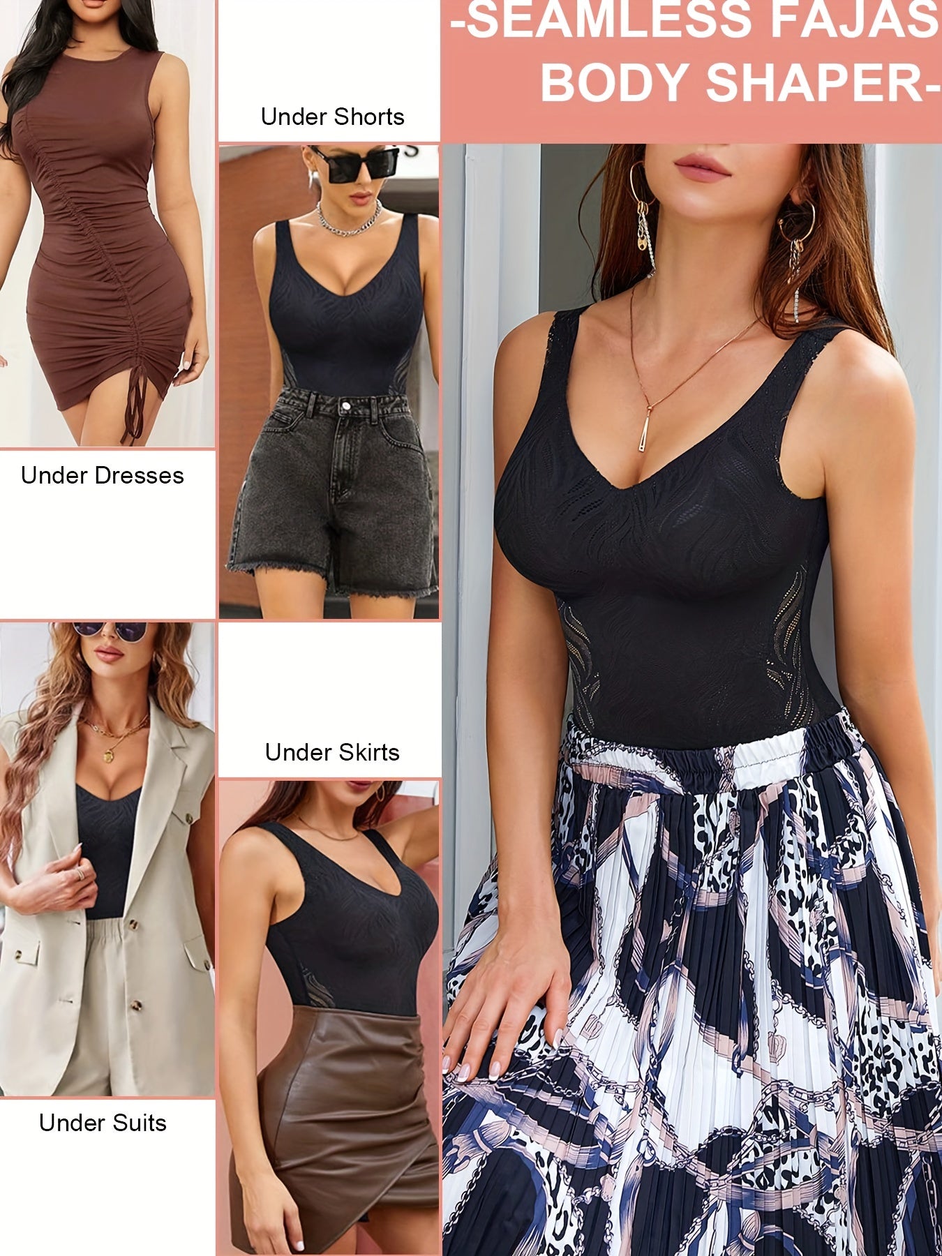 Lace Decor Casual Shapewear Tummy Control Camisole Jumpsuit