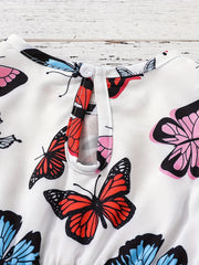 Baby Girls Butterfly Dress Ruffled Sleeves Princess Dresses