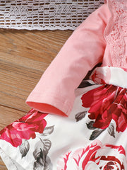 Baby Girl's Floral Romper Dress Ruffle Long Sleeve Puffy Dress