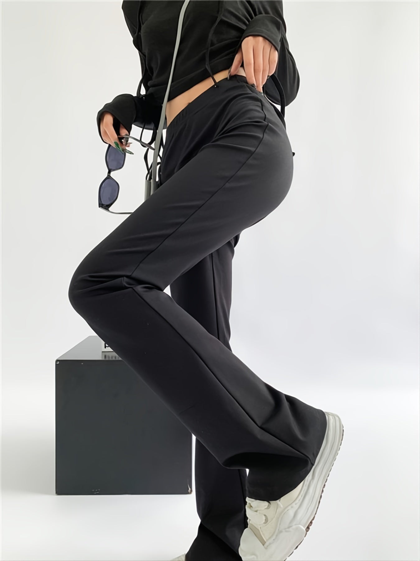 Women's Solid Stretchy High Waist Pants