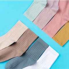 10 Pairs Solid Mid Tube Socks Women's Stockings & Hosiery