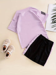 2pcs Boyds Crew Neck Quick Dry T Shirt & Shorts Set For Summer Kids Sports