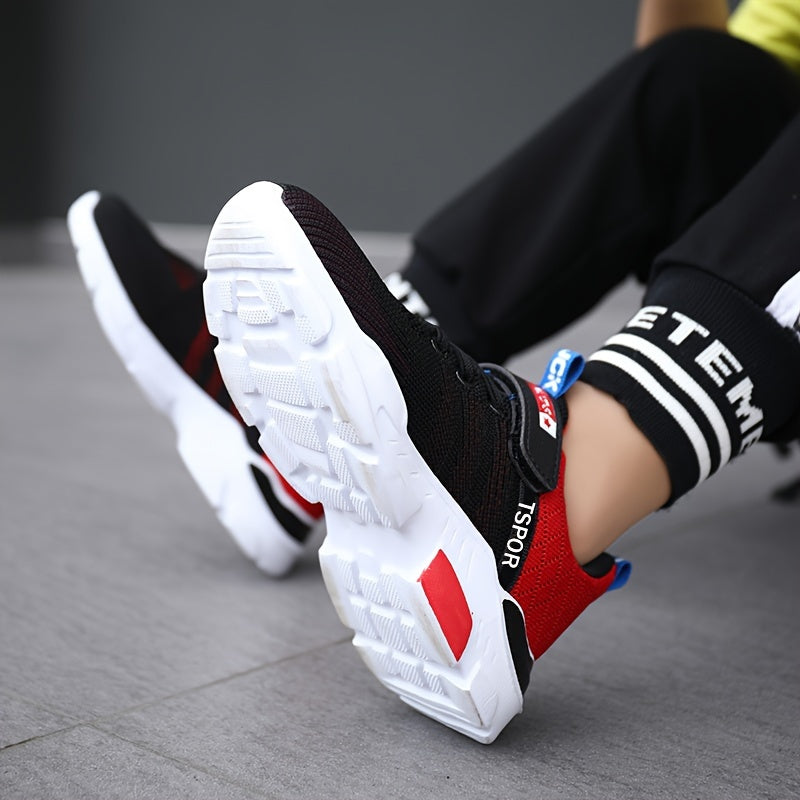 Kids Running Shoes Breathable Hook Loop Athletic Sneakers
