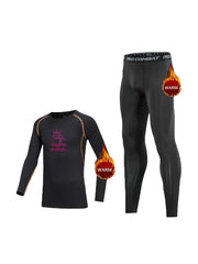 Kids Fleece Compression Set Crew Neck Pullover Matching Pants Thermal