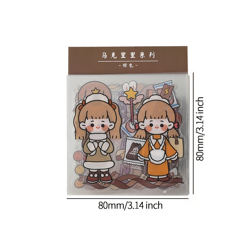 20pcs PET Cartoon Girl Characters Hand Tent Decorative Stickers