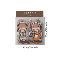 20pcs PET Cartoon Girl Characters Hand Tent Decorative Stickers