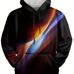 Colorful Light Print Hoodies Men Comfy Loose Pullover Autumn Winter