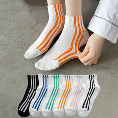 6 Pairs Striped Short Socks Soft & Breathable Crew Sports Socks