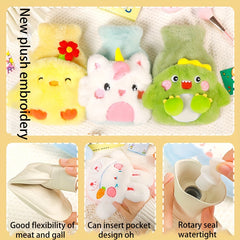 Cartoon 500ml Plush Hot Water Bag Hand Warmer - Embroidered Insert Bag
