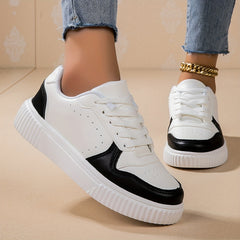 Women's Lightweight Solid Skate Shoes Low Top Lace Up Sport Shoes