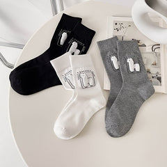 5 Pairs Alpaca Print Socks Comfy Women's Mid Tube Stockings