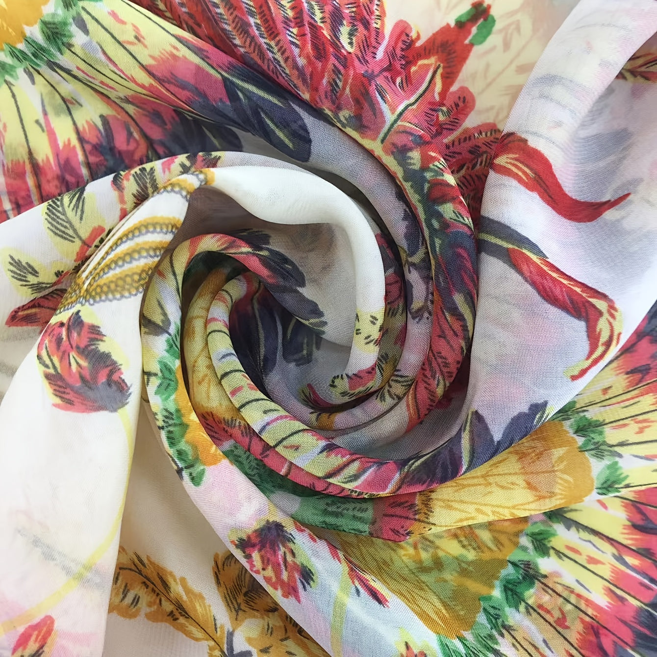 Bohemia Peacock Print Scarf Women Vintage Neckerchief Windproof Wrap