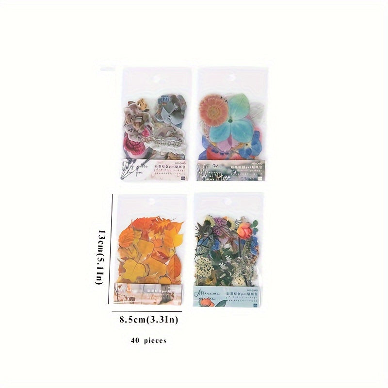 40pcs PET Sticker Plant Flower Diy Journal Diary Decoration