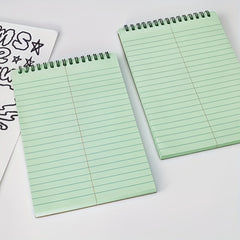 Green Flip Up Coil Notebook Tearable Horizontal Line Thick 50 Sheets