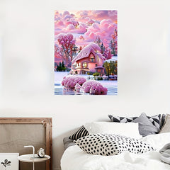 Pink Castle Canvas Painting - Magical Home Decor
