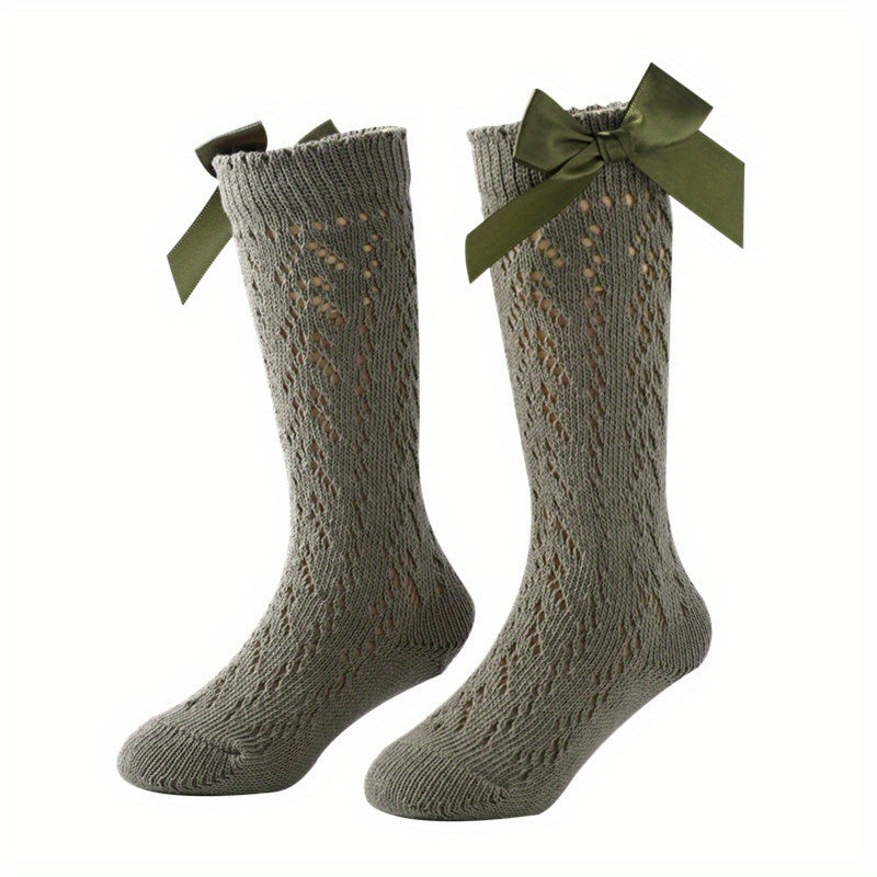 Girls Knit Bow Socks High Socks Autumn Spring Accessories