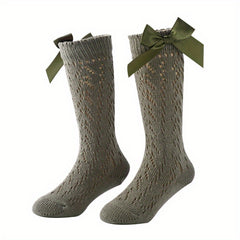 Girls Knit Bow Socks High Socks Autumn Spring Accessories
