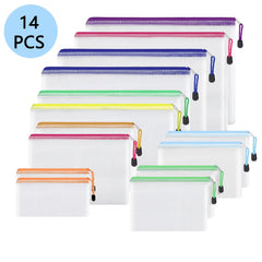 14pcs Mesh Zipper Pockets File Bags for Stitching & Organized Storage