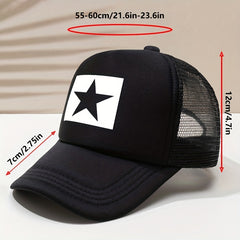 Pentagram Print Baseball Cap Mesh Trucker Hat Adjustable Lightweight Sun Hat