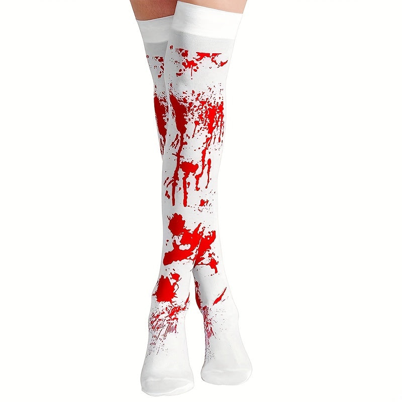 Blood Print Thigh High Socks Halloween Cosplay Over The Knee Socks