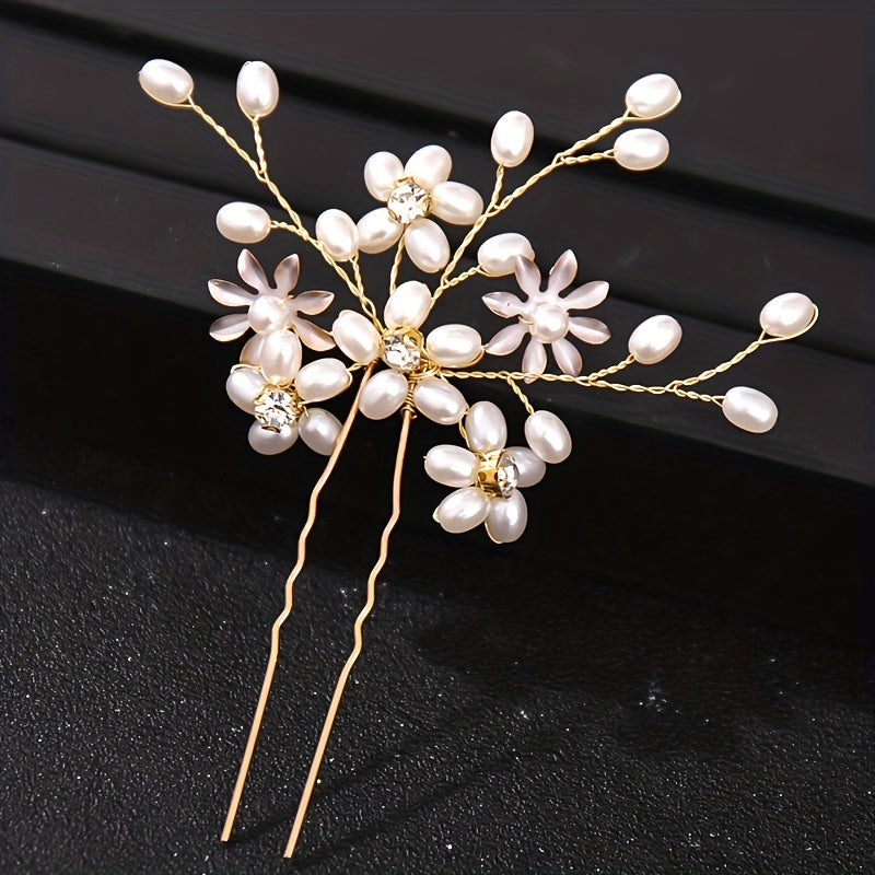 Faux Pearl Flower Hair Pins Wedding Hair Accessories
