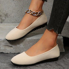 Women's Casual Striped Flat Shoes Lightweight Slip On Comfortable Shoes