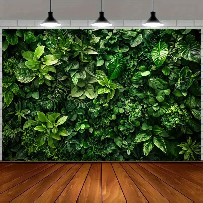Green Plant Leaves Photography Backdrop for Nature Themed Decorations