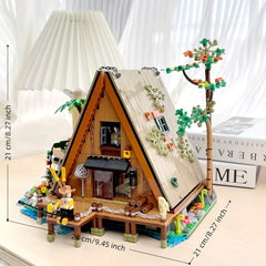 Forest Fishing Cabin Building Blocks Set Home Decor Ornament Ideal Gift for Men