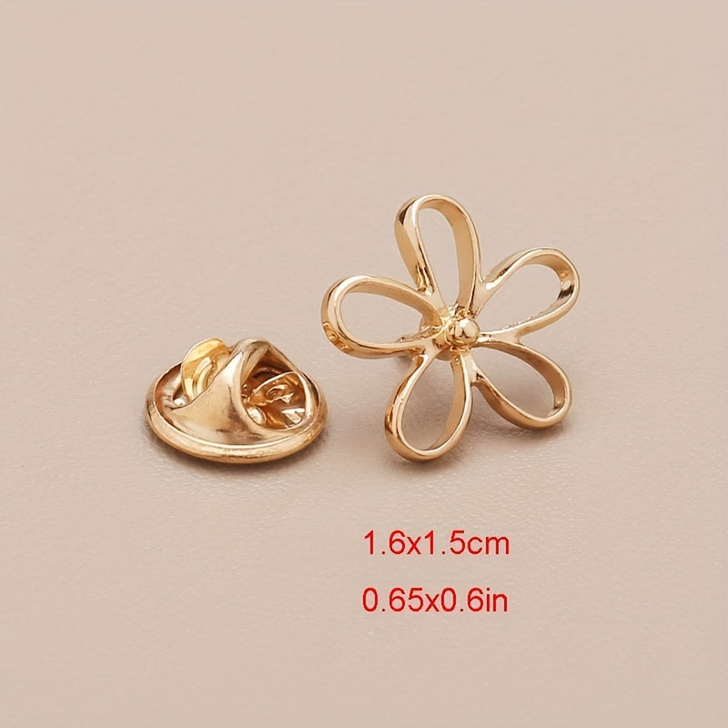 Leaf Flower Collar Pin Hollow Out Scarf Clip Golden Brooch