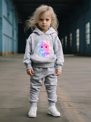 Cartoon Cloud Print Hoodies Pants Set Kids Spring Fall Sports Gift