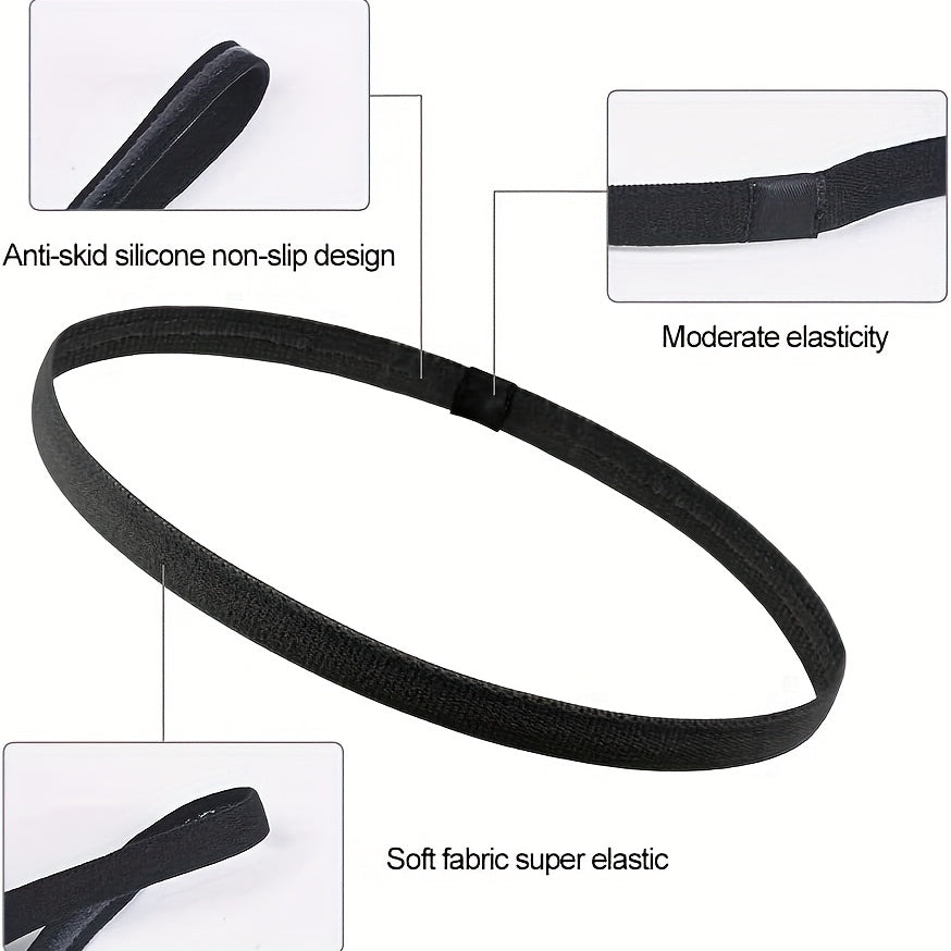 6 Pcs Thin Sports Headbands for Kids - Non Slip Elastic Headbands