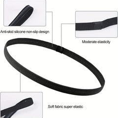 6 Pcs Thin Sports Headbands for Kids - Non Slip Elastic Headbands