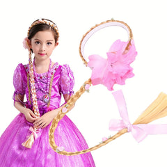 Princess Style Long Wig Hair with Flower Decor for Girls