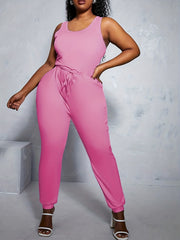 Ombre Print Round Neck Tank Jumpsuit