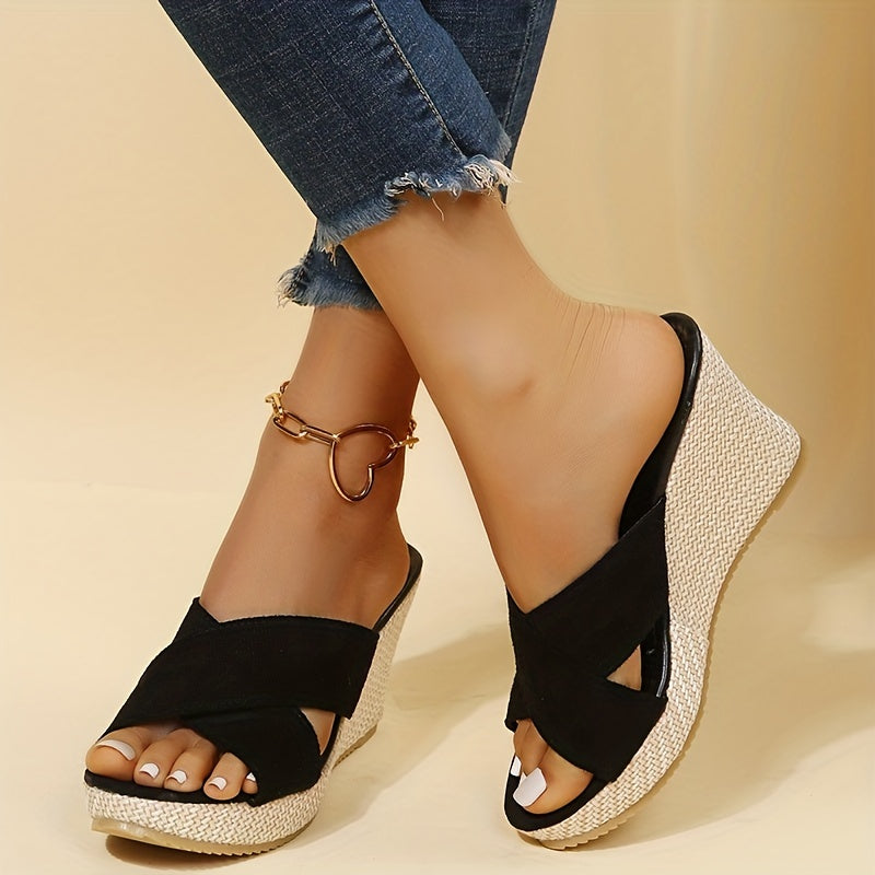 Women's Wedge Slide Sandals Comfortable Open Toe Slip On Shoes