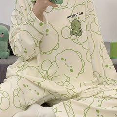 Dino Print Pajama Set Long Sleeve Top & Pants