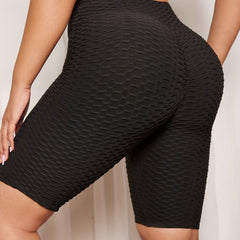 Textured High Waist Biker Shorts
