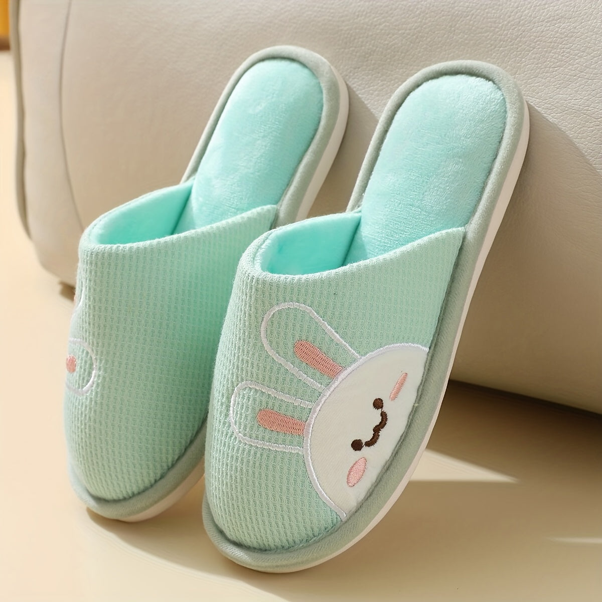 Women's Cartoon Printed Slippers Slip On Round Toe Fluffy Slides Shoes