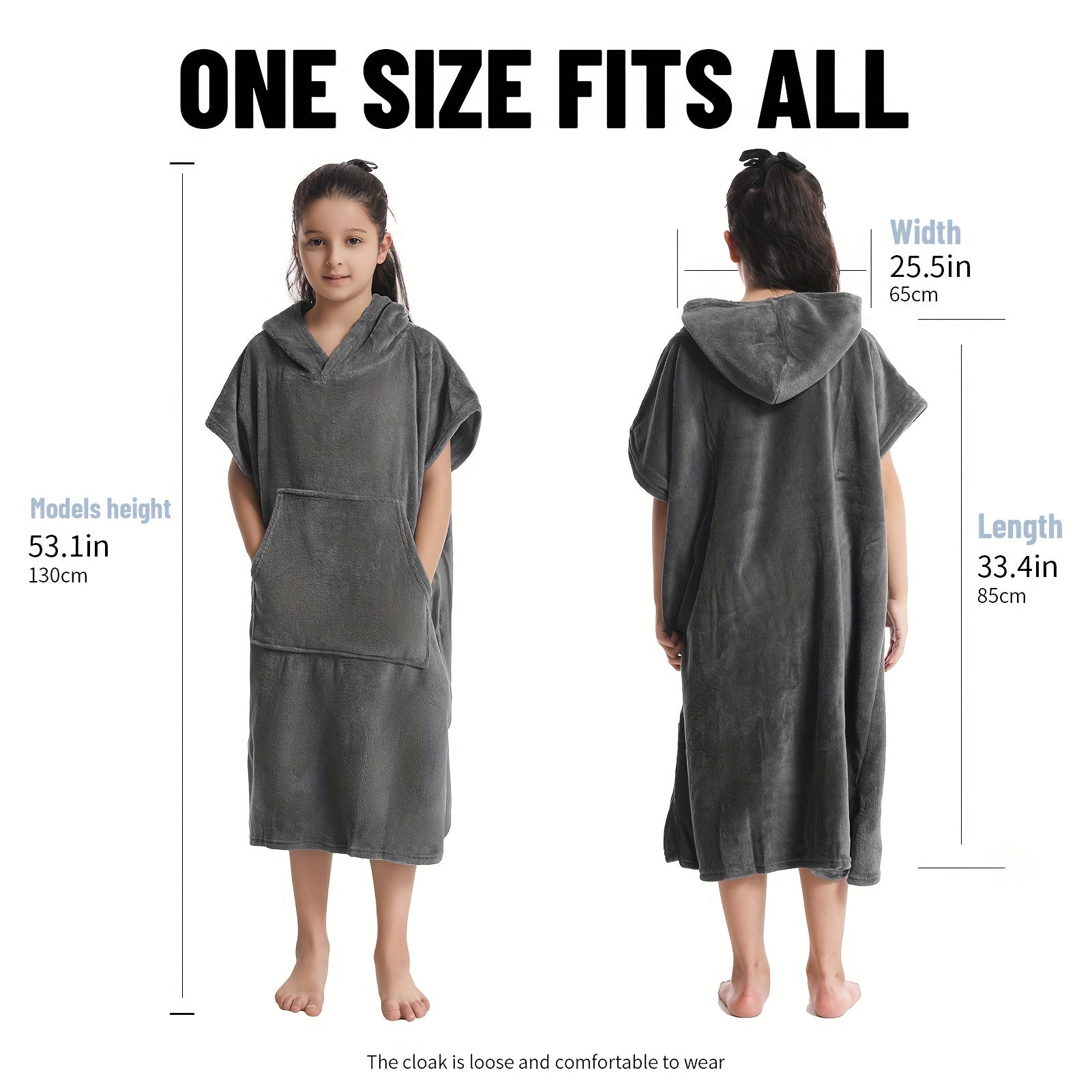 Kids Changing Towel Bathrobe Surf Poncho | Soft Hooded Swim Towel