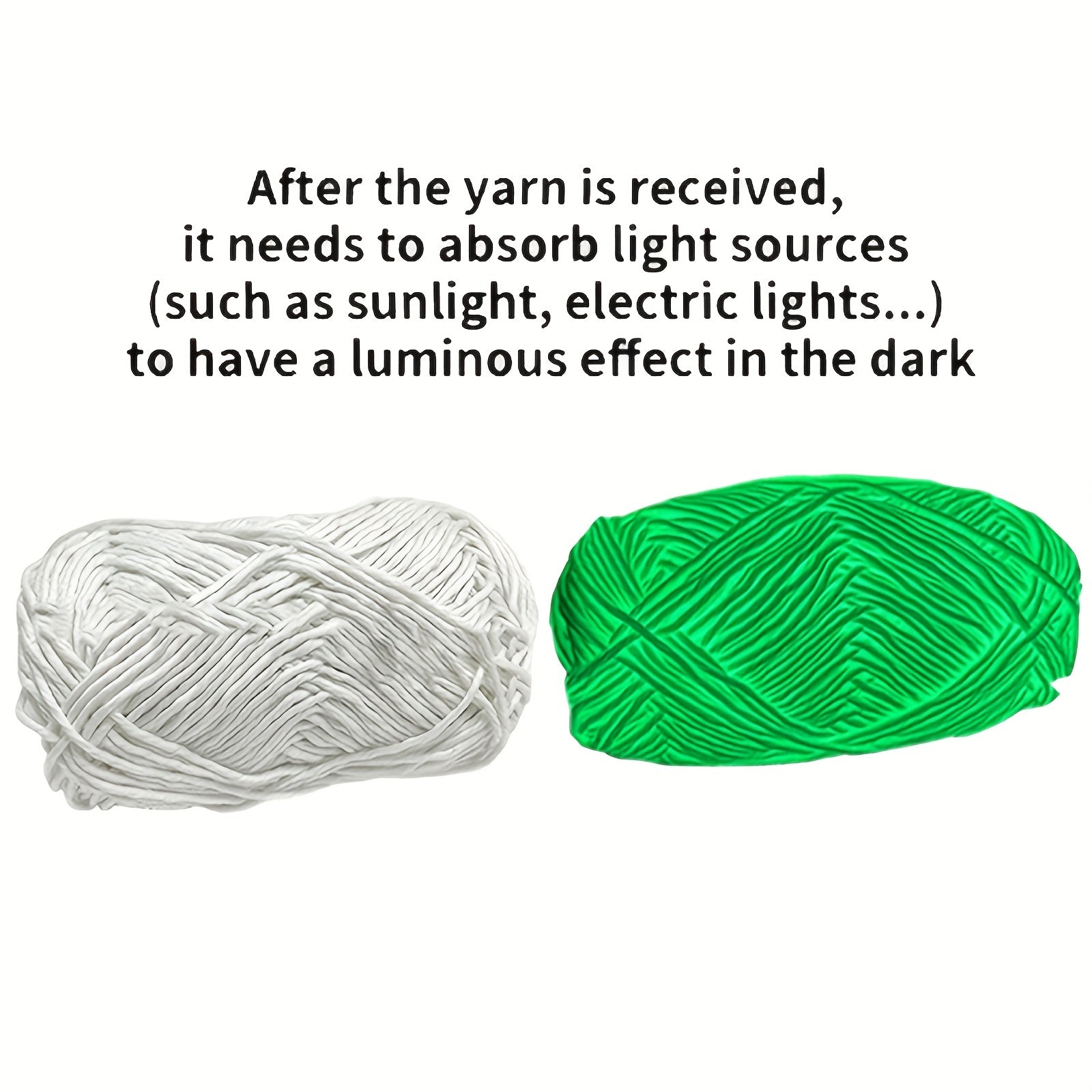 2 Skeins Glow In The Dark Yarn Polyester Luminous Glowing Yarn DIY Hand Knitting