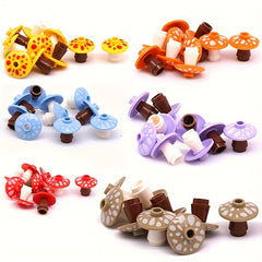 10pcs Small Granular Building Blocks with Mushrooms for DIY Projects