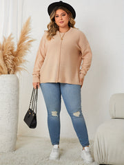 Solid Long Sleeve Knit Top Round Neck Sweater