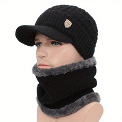 Men's Winter Wool Knit Scarf Caps