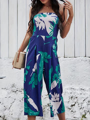 Floral Wide Leg Jumpsuit Backless Tube Jumpsuit