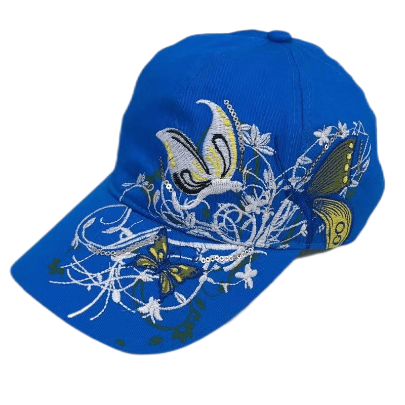 Embroidered Butterfly Baseball Cap Outdoor Casual Style