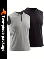 Men's Quick Dry Hooded Sleeveless Shirt For Workout Athletic